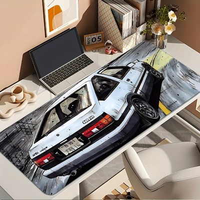 40*90cm1pc Anime-Style Drift Racing Car Mouse Pad - Washable, Non-Slip Rubber Ba