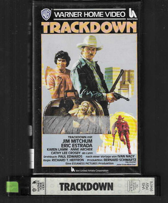 Warner Home Video  Jim Mitchum  Eric Estrada   TRACKDOWN   VHS Rarität