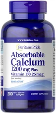 Puritan's Pride Absorbable Calcium 1200 mg with Vitamin D3 1000 IU -200 Softgels