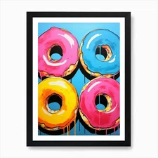 Pop Art Vivid Donuts 1 Art Print Framed Wall Art Poster Canvas Print Picture