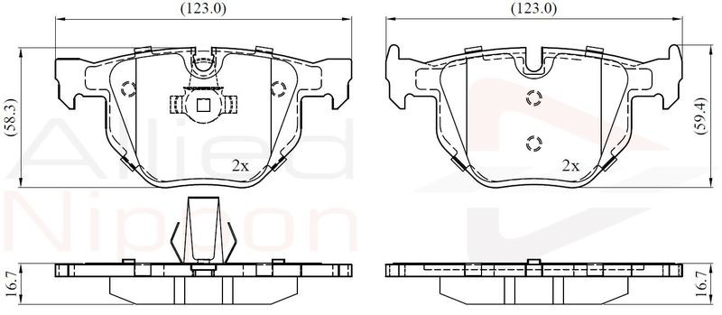 Brake Pad Set For Disc Rear Fits BMW 5 Series 6 Series ALLIED NIPPON ADB06001