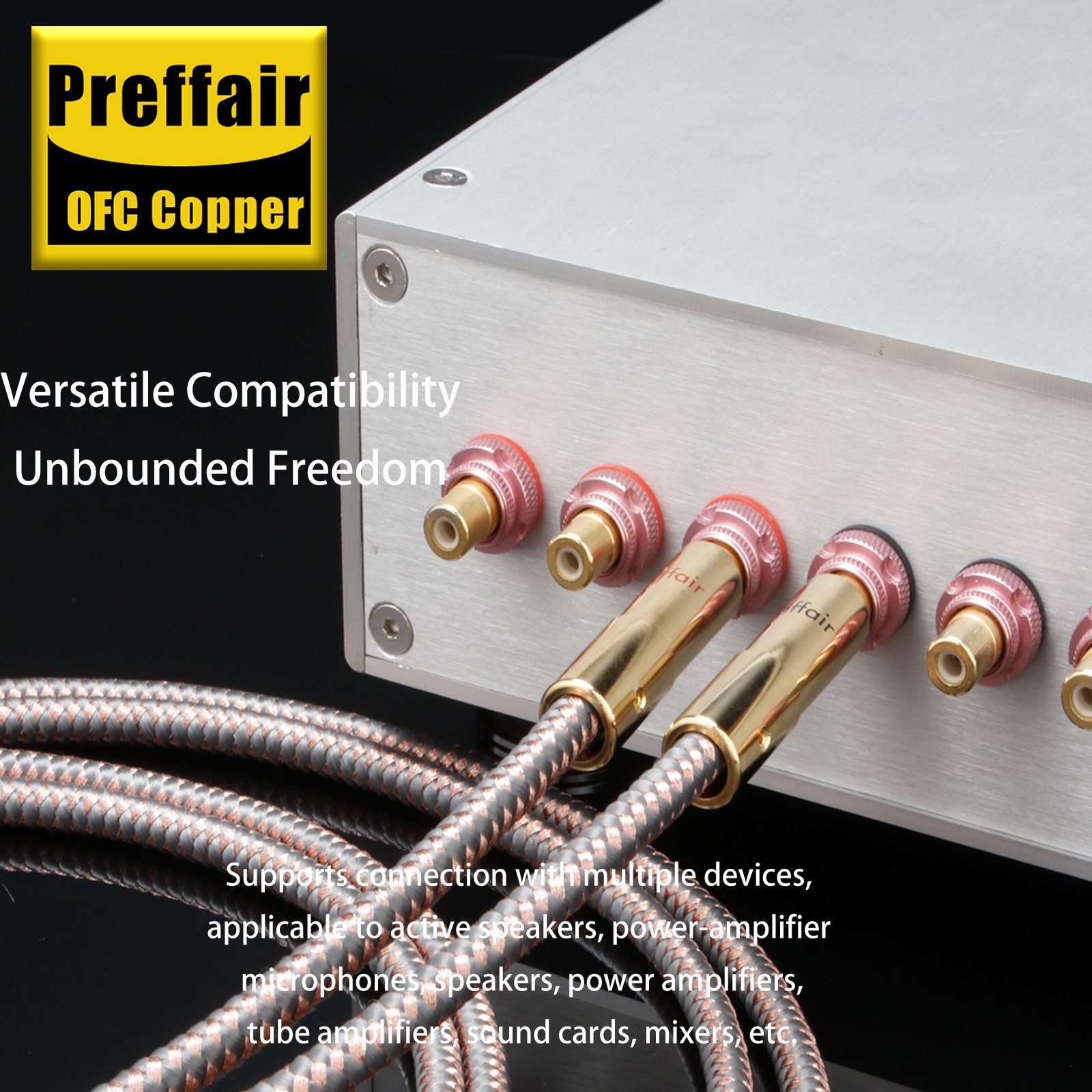 Pair Preffair HiFi RCA Cable Wire OFC RCA to RCA Signal Interconnect Cable