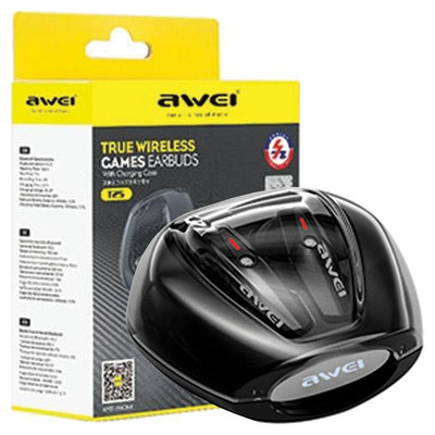 AWEI Bluetooth 5.3 T25 TWS Kopfhörer + Dockingstation, schwarz/schwarz