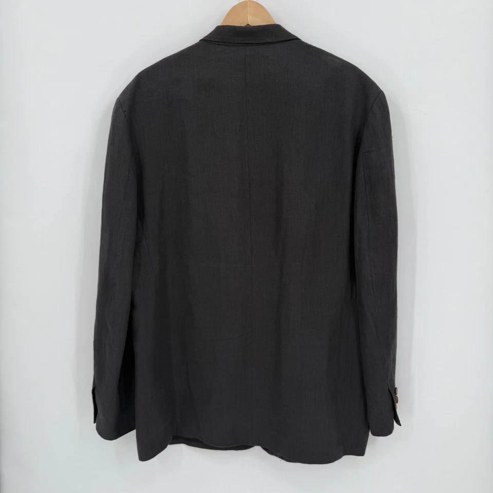 Blazer Structure Le Collezioni Hombre Negro 100% Lino Talla Grande Confort Clásico Foto 4 de 4