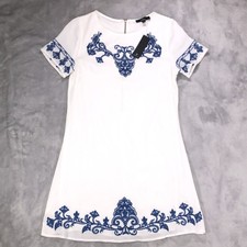 Lulus Shift Mini Dress Sz S Embroidered Boho Coastal Resort Mediterranean