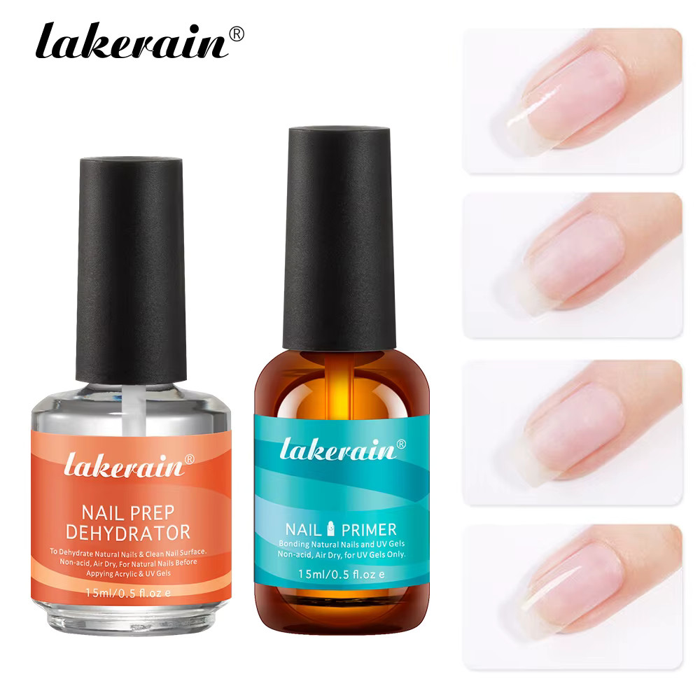 2Pcs/set Nail Primer Fast Air Dry Prep Dehydrator For Nail Soak Off Base Primer