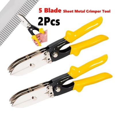 2X 5-Blade Sheet Metal Crimper Tool for 24-28 Gauge Ductwork Downspout Stove Pip