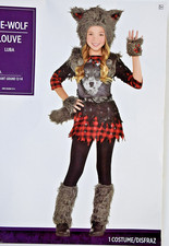 She-Wolf Animal Costume Werewolf Girl's Size L or XL 6-PC Halloween Outfit, NEW
