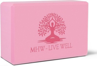 Live Well Pink Yoga Block - EVA Foam Yoga Brick for Support, Stretching, &