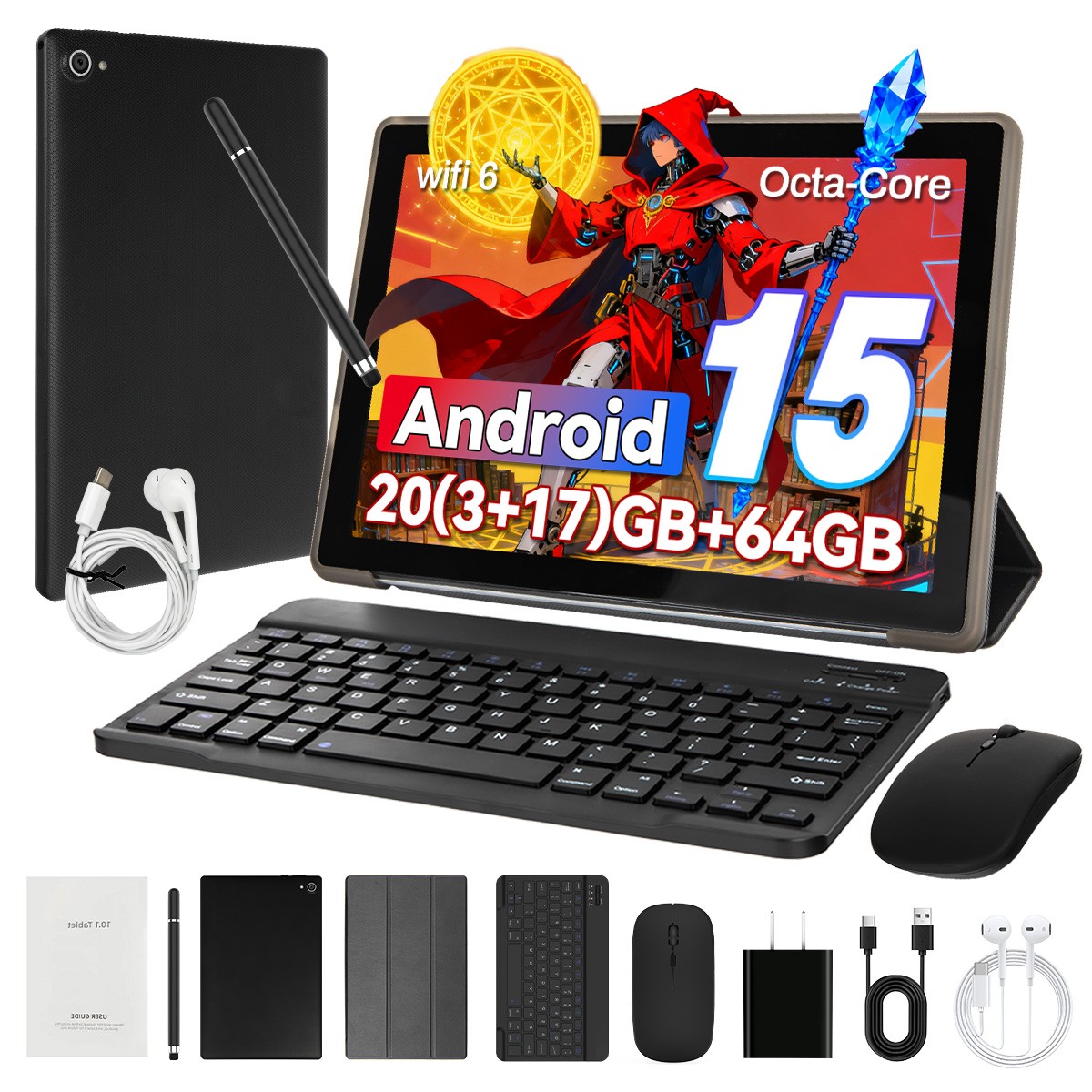 10.1 inch Android 15 Tablet 20GB RAM 64GB Octa Core 1280×800 HD IPS TouchScreen