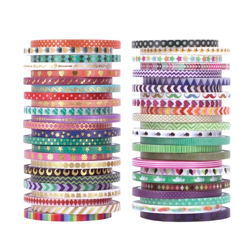 Cute 48 Rolls Washi Tape Set,Foil Gold Thin Decorative Masking Washi Tapes,3M...