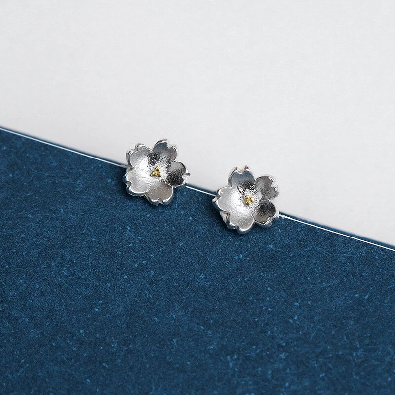 Mini Blume Ohrstecker blüte Sterling Silber 925 Ohrringe - Bild 4 von 4
