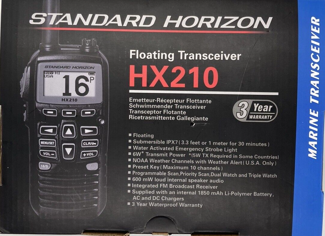 Standard Horizon HX210 6W Floating Handheld Boat Marine VHF Radio