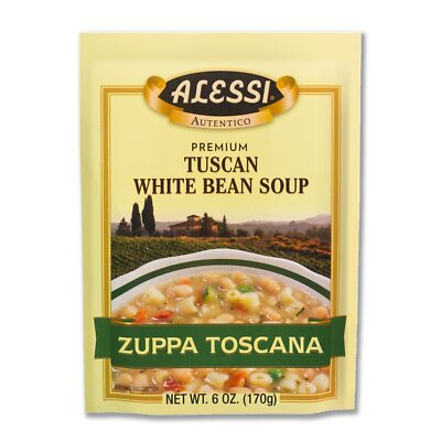 Alessi Tuscan White Bean Soup Mix 6 Ounce Pack of 6 Authentic Italian Flavor