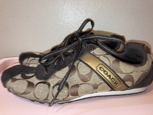 Coach Women's Renata Signature Jacquard Brown Lace Up Sneakers Size 6 - Picture 5 of 10