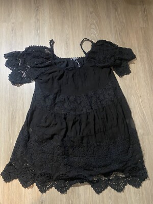 knee length dresses for ladies Evry | Black Lace Long-Sleeve Mini Dress with Oversized Satin Bow main image 1