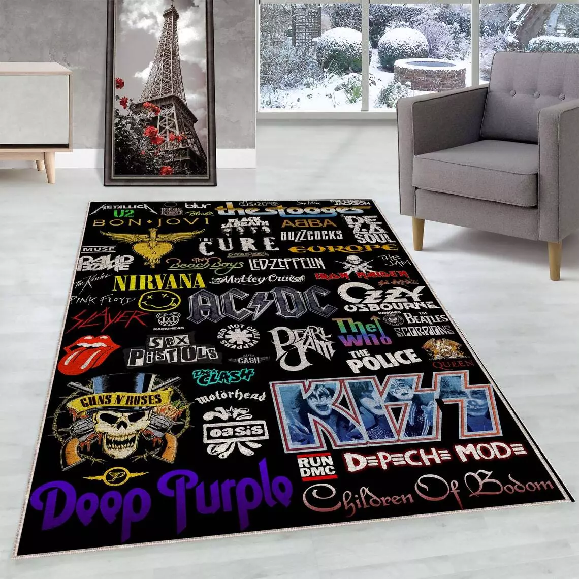 80s Rock Bands Poster Rug, Rock Music Decoration, Wall Rug, Music ...