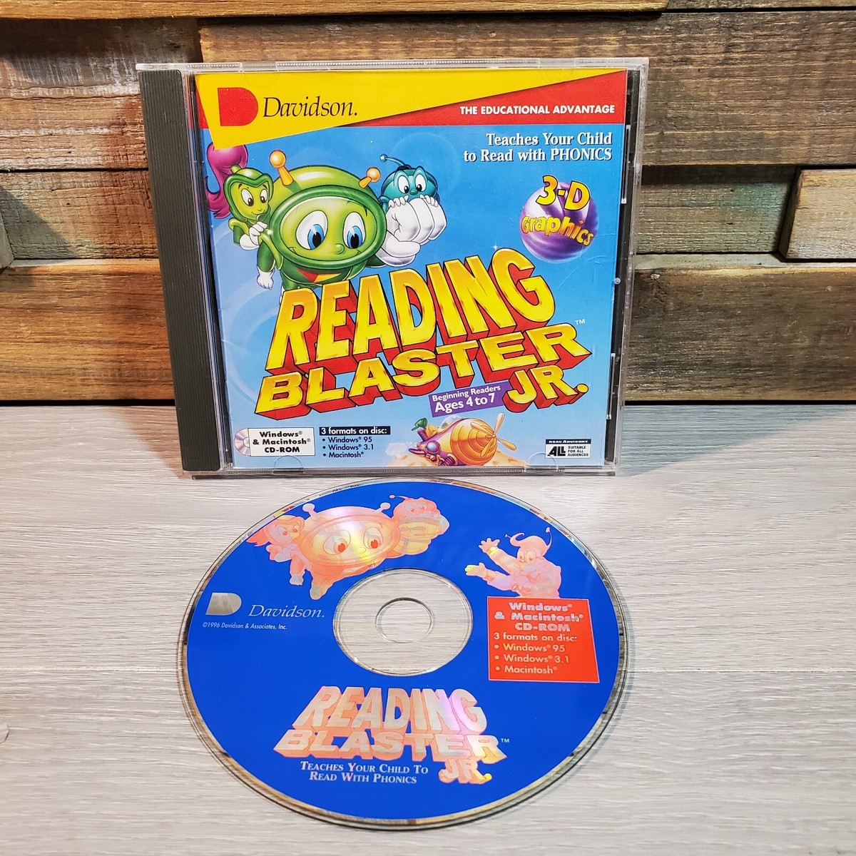 Vtg Reading Blaster Jr CD-ROM Ages 4-7 Homeschooling 90s Win Mac