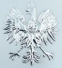 Poland, Polish Eagle Chrome silver finish  decal emblem 3D sticker car bike 2.5"