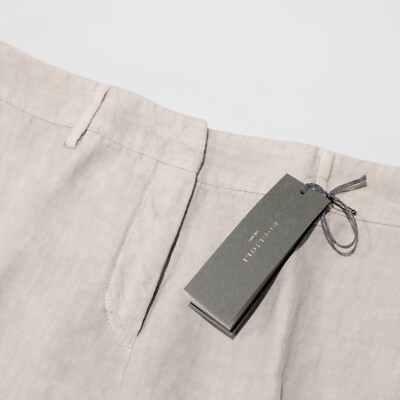 Boglioli NWT Pants Size 40 US 4 in Light Grayish Beige 100% Linen Made in Italy