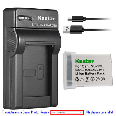 Kastar Battery Slim USB Charger for Canon NB-13L CB-2LH & PowerShot G5 X Mark II