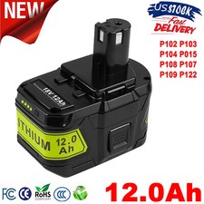 12.0Ah Battery For RYOBI P108 18V High Capacity Lithium-Ion For One Plus P102