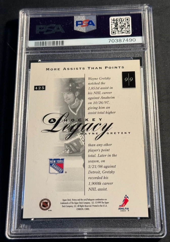 1999 WAYNE GRETZKY U.D. VICTORY LEGACY #425 PSA 10 POP 5  (490) - Image 2 of 2
