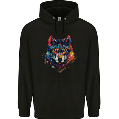 Geometrische Wolf Wölfe Herren Kapuzenpullover