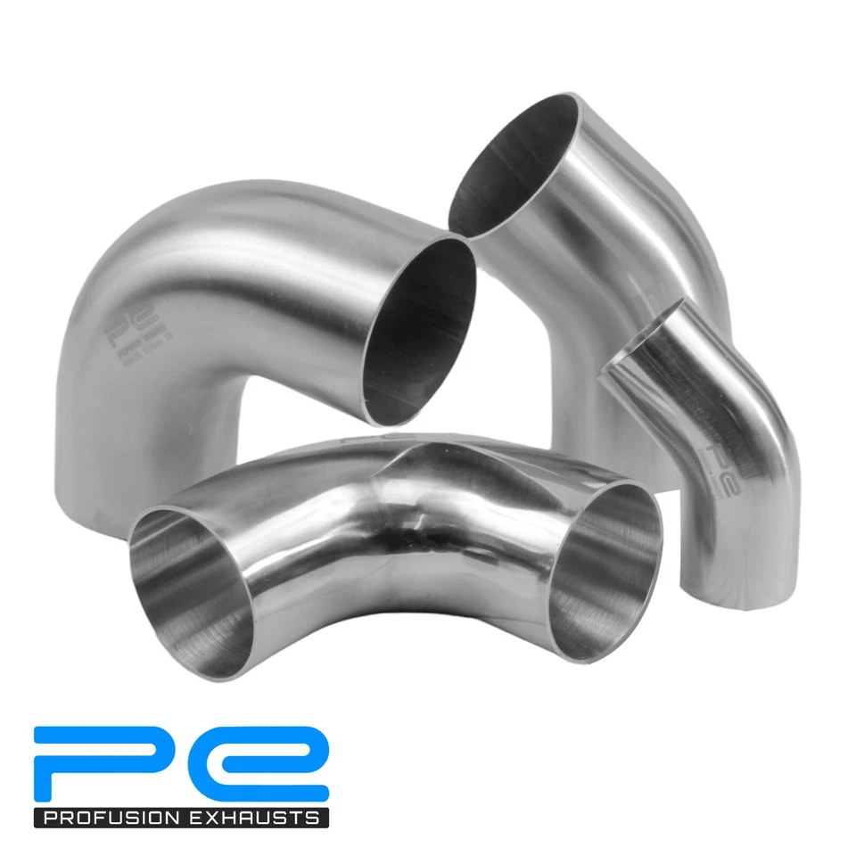 PROFUSION EXHAUSTS Stainless Steel Mandrel Exhaust Bends Tube Elbows 45 90 Degree 38mm - 101mm OD