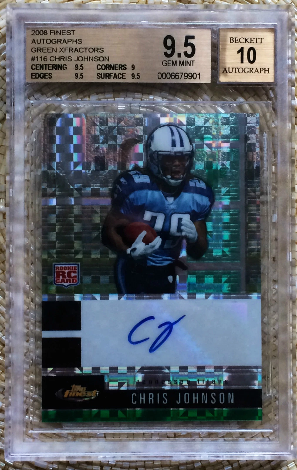 Chris Johnson Finest #116 Green Xfractor-Autograph