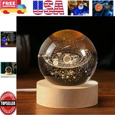 Premium K9 Crystal Solar System Ball - Decorative Tabletop Gift for Enthusiasts