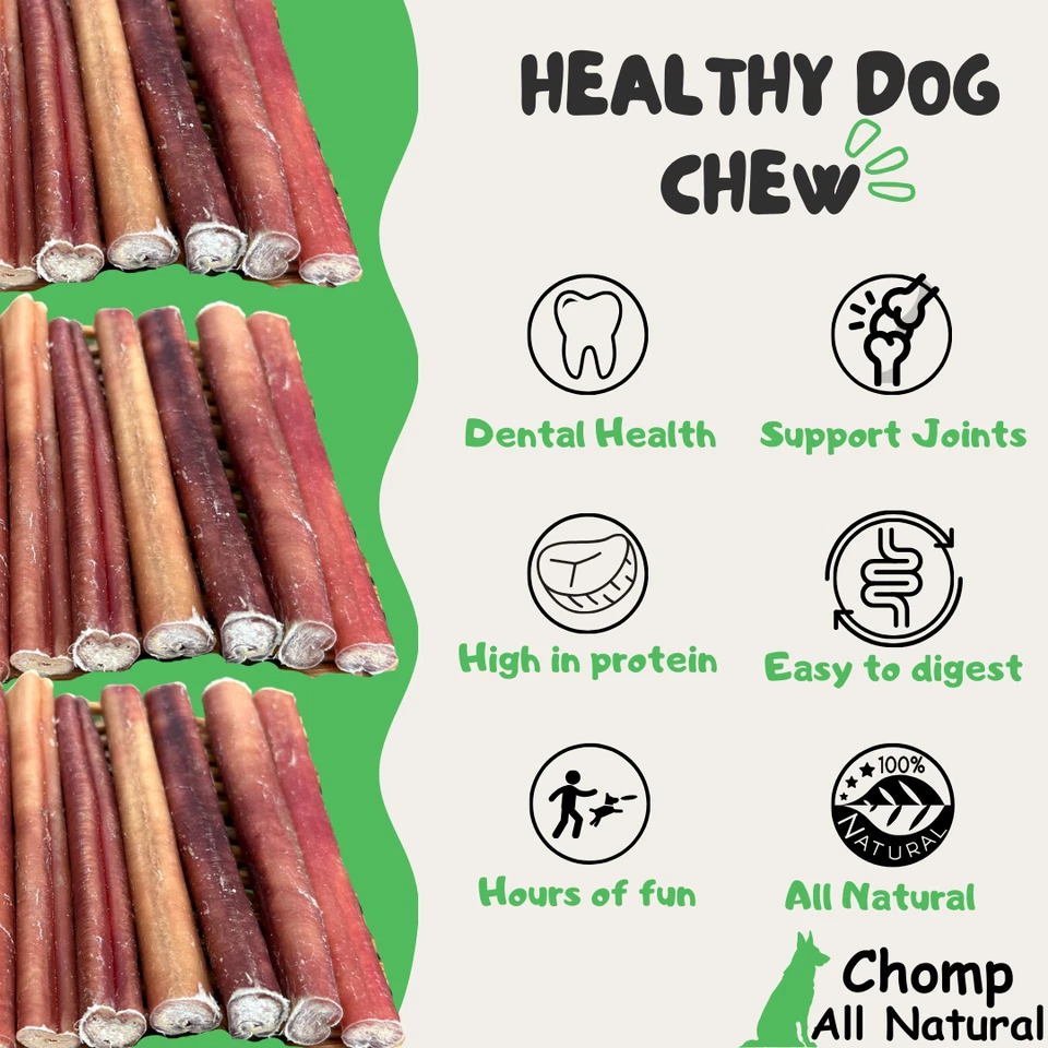 6" inch  BULLY STICKS Natural Dog Treats Chews USDA & FDA Approved, By Chomp - Image 2 of 4