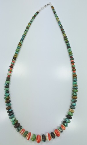 Native American Genuine Graduated Turquoise Necklace Sterling Silver Clasp 20 In - 第 5/5 張圖片