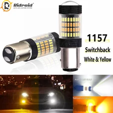 1157 LED White/Amber DRL Switchback Turn Signal Indicator Parking Light Bulbs