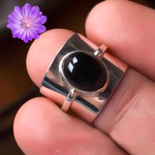 Black Onyx Gemstone 925 Sterling Silver Ring Handmade Jewelry Ring For her
