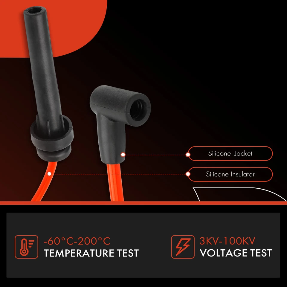 Juego de 4 cables de bujía roja para Chrysler PT Cruiser 2003-2007 Dodge Neon Abarth Foto 4 de 4