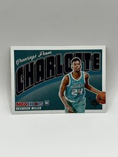 Brandon Miller 2023-24 Panini Hoops Rookie Greetings Card #18 Hornets. rookie card picture