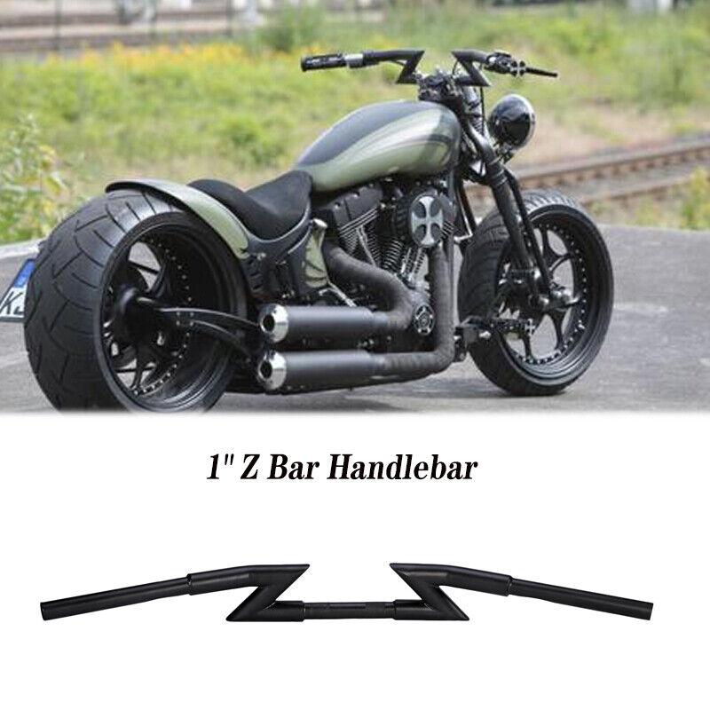 Black 1" Handlebars Motorcycle Drag Z Bar Ape Hanger Universal For