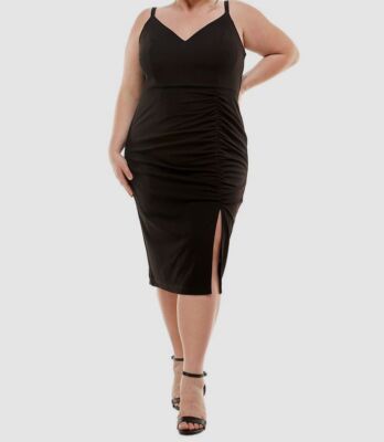bodycon dress with ruched sides $69 Emerald Sundae Women's Black Trendy Ruched Bodycon Dress Plus Size 18