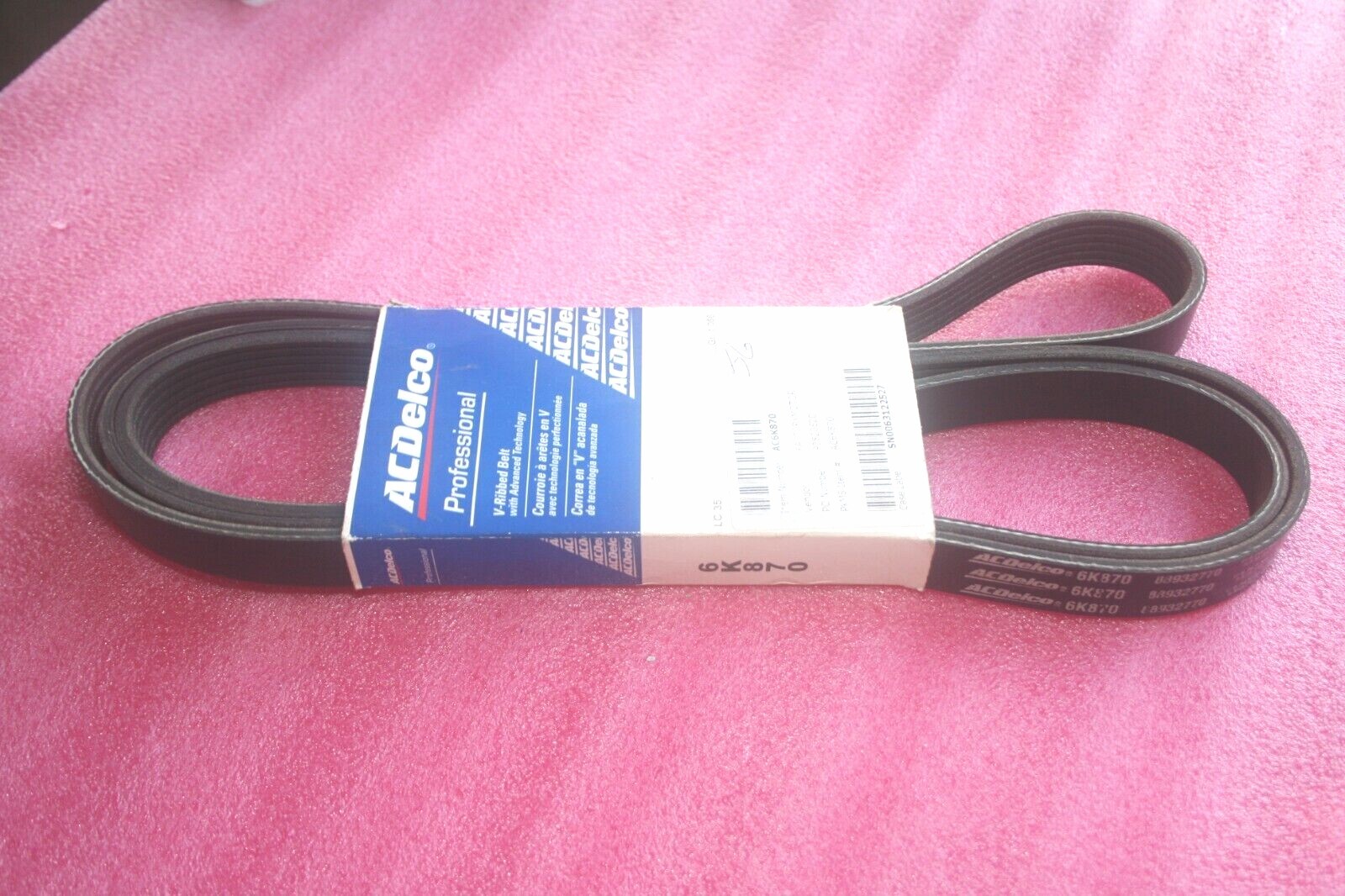 ACDelco Professional 6K870 Standard V-Ribbed Serpentine Belt, Black