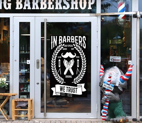  Sticker Mural 3D Barber Shop K127 - Papier Peint Vinyle Coiffeur, Neuf
