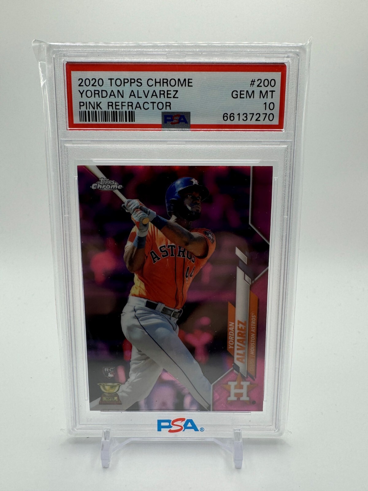 2020 TOPPS CHROME YORDAN ALVAREZ ROOKIE CARD RC PINK REFRACTOR #200 PSA 10