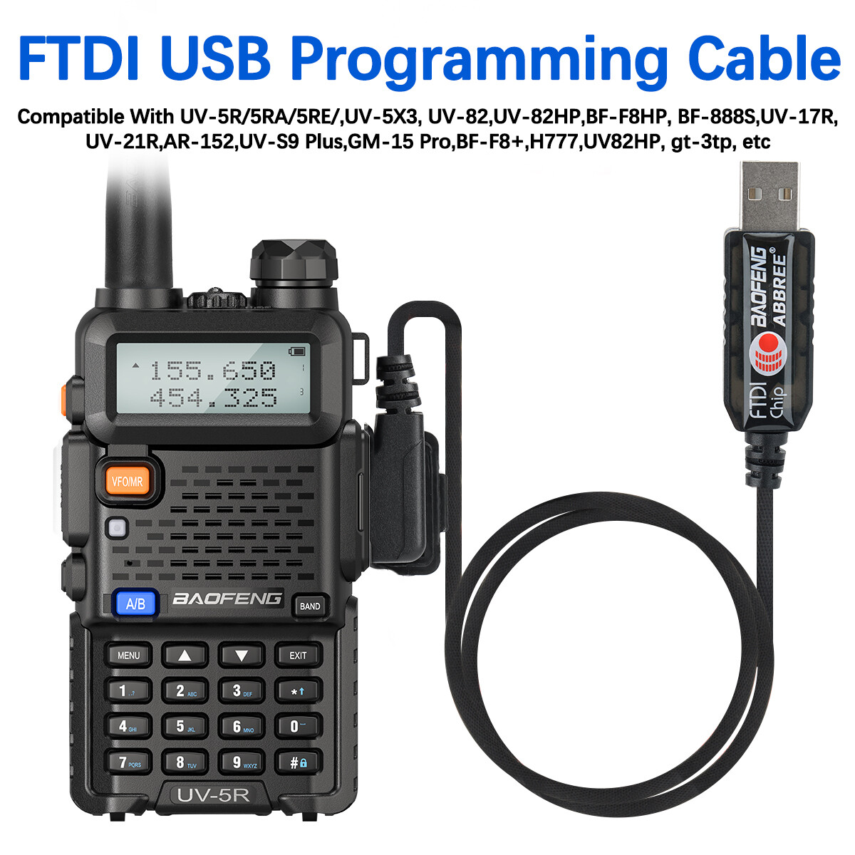 Baofeng FTDI USB Programming Cable With Driver CD 2 Pin K Plug For UV5R 21 Pro eBay