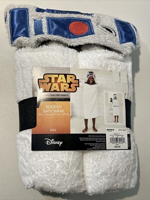 New Star Wars R2D2 Hooded Bath Wrap Beach Towel Cotton 25x50 Kohl s Exclusive 