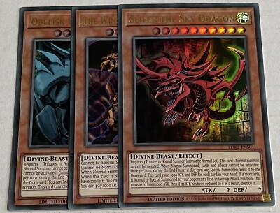 YUGIOH LDK2 ÄGYPTISCHER GOTT KARTENSET Ultra Rare inkl. Slifer, Ra, Obelisk BRANDNEU!