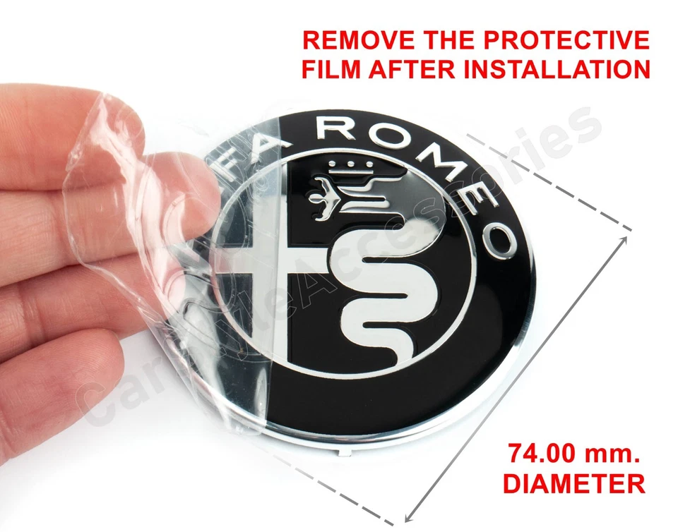 74mm Alfa Romeo emblèmes noirs 147 159 GT Mito Giulietta insignes avant et ar... - Photo 2/4
