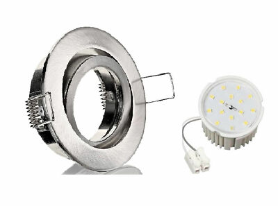 5xFlacher Led Einbaustrahler eisengebürstet Druckguß+Led 7W 3step dim warmweiß