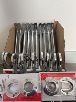 BULK LOT (33 SETS): Project Source Heavy Duty Chrome Brackets & Rod Flanges -New