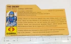 GI JOE File ID Card Filecard    2007 Cobra Officer V4  ( CARDED)