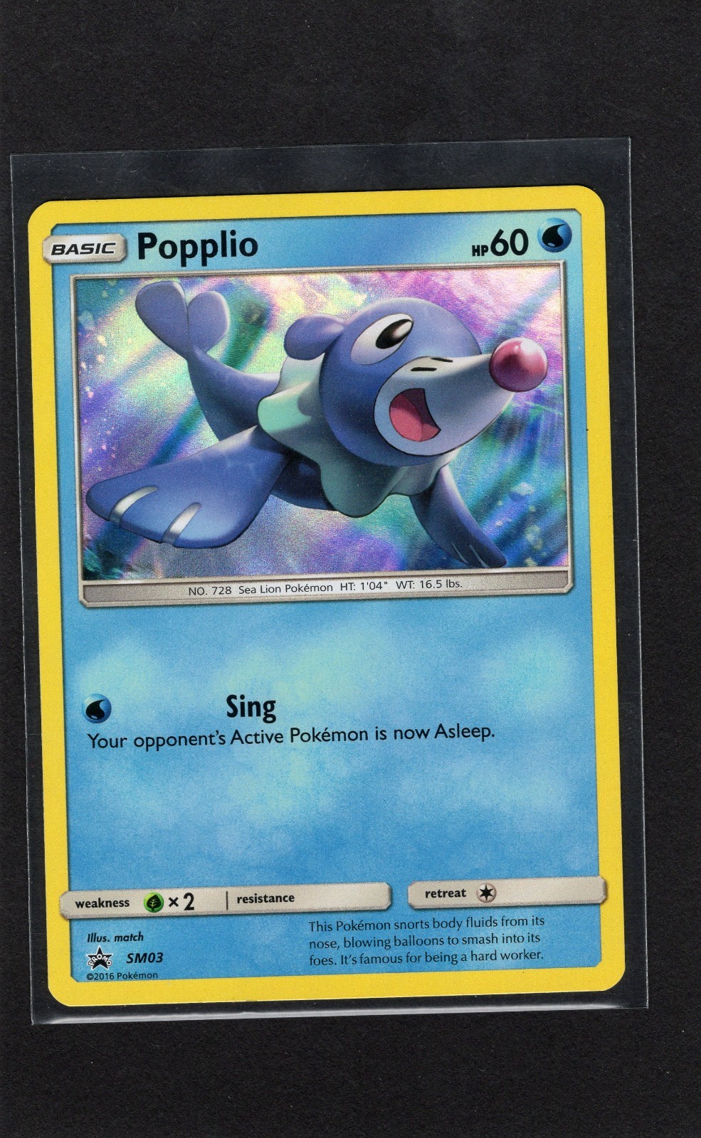 Popplio SM03 Sun & Moon Black Star Promo Pokemon Card LP